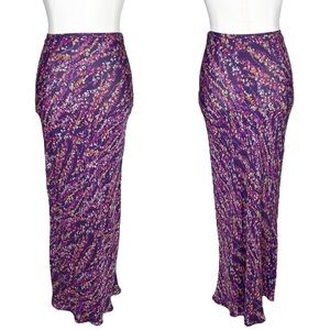 Diane Von Furstenberg Purple Silk Maxi Skirt